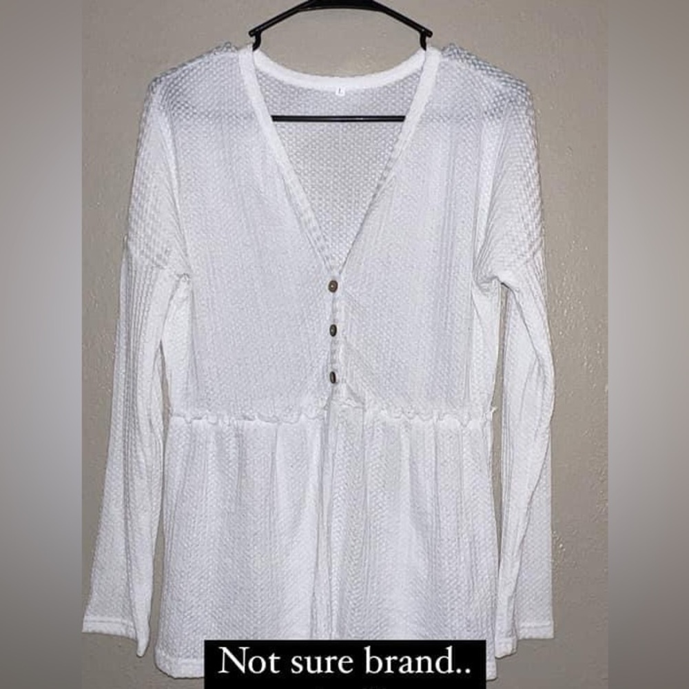White waffle knit top